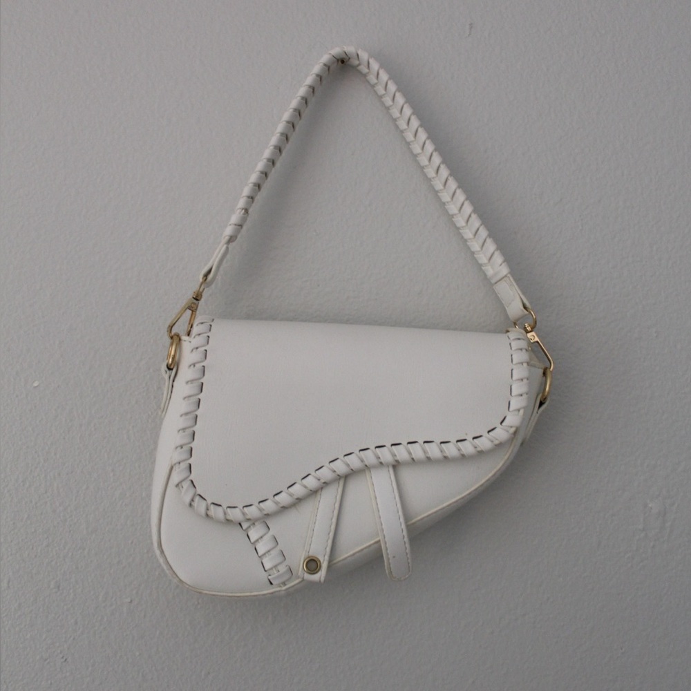 White Leather Women's Saddle Bag
